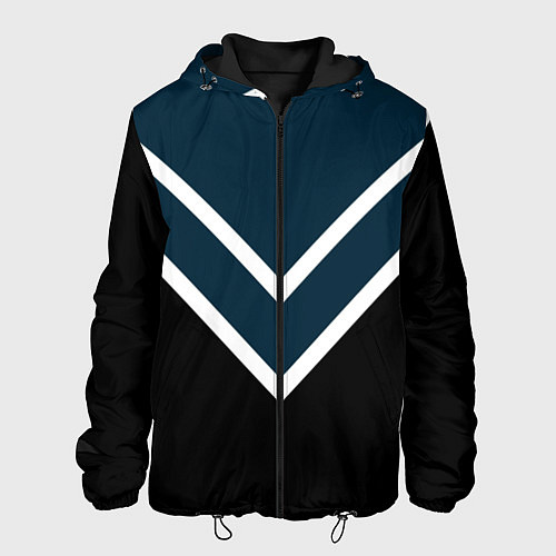 Мужская куртка Синий с чёрным и белые полосы / 3D-Черный – фото 1
