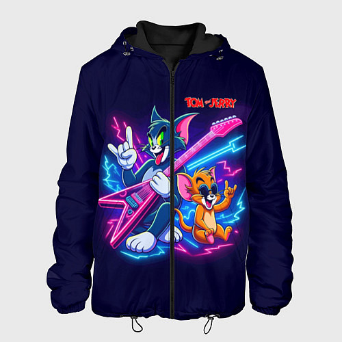 Мужская куртка Том и Джерри рок музыканты - неоновое свечение / 3D-Черный – фото 1