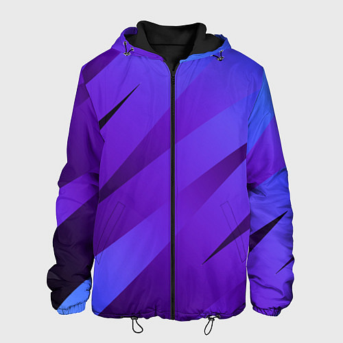 Мужская куртка Сине-фиолетовый абстрактные линии / 3D-Черный – фото 1