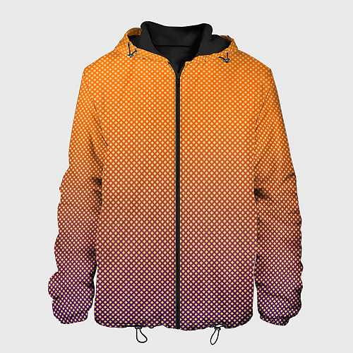 Мужская куртка Градиент оранжевый в фиолетовый мелкий ромбик / 3D-Черный – фото 1