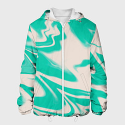Куртка с капюшоном мужская Color white turquoise, цвет: 3D-белый