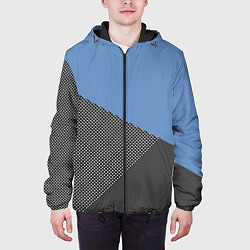 Куртка с капюшоном мужская Сине-серый геометричный, цвет: 3D-черный — фото 2