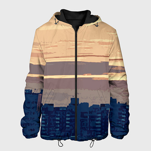 Мужская куртка Городской пейзаж стилизованный / 3D-Черный – фото 1