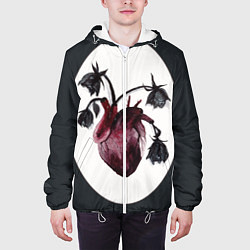 Куртка с капюшоном мужская Цветы любви: увядшее сердце, цвет: 3D-белый — фото 2