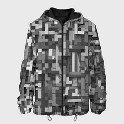Куртка с капюшоном мужская Серый геометричные полоски, цвет: 3D-черный