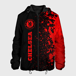 Куртка с капюшоном мужская Chelsea - red gradient по-вертикали, цвет: 3D-черный