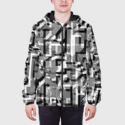 Куртка с капюшоном мужская Серый объёмный эффект, цвет: 3D-черный — фото 2