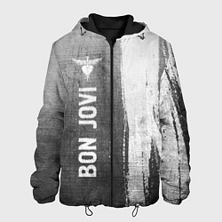 Куртка с капюшоном мужская Bon Jovi - grey gradient по-вертикали, цвет: 3D-черный