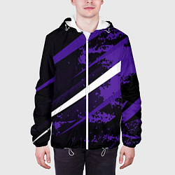Куртка с капюшоном мужская Color black purple line, цвет: 3D-белый — фото 2