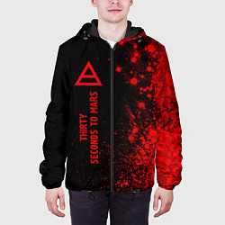 Куртка с капюшоном мужская Thirty Seconds to Mars - red gradient по-вертикали, цвет: 3D-черный — фото 2