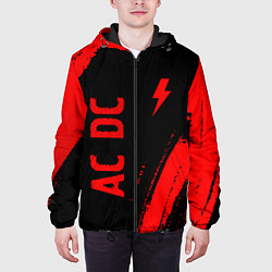 Куртка с капюшоном мужская AC DC - red gradient вертикально, цвет: 3D-черный — фото 2