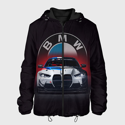 Мужская куртка BMW на красном фоне / 3D-Черный – фото 1