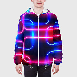 Куртка с капюшоном мужская Цветные светящиеся неоны, цвет: 3D-белый — фото 2