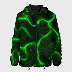 Куртка с капюшоном мужская Неновые зигзаги, цвет: 3D-черный
