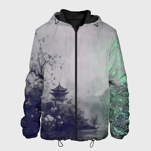 Мужская куртка Рыбацкий домик на берегу озера / 3D-Черный – фото 1