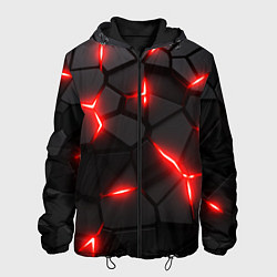 Куртка с капюшоном мужская Красная неоновая броня, цвет: 3D-черный