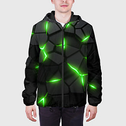 Куртка с капюшоном мужская Зеленая неоновая броня, цвет: 3D-черный — фото 2
