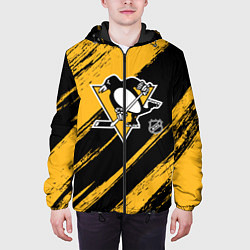 Куртка с капюшоном мужская Питтсбург Пингвинз - брызги краски, цвет: 3D-черный — фото 2