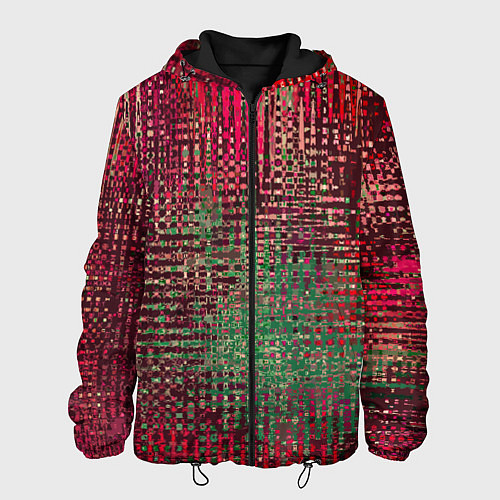Мужская куртка Текстурный тёмный красно-зелёный / 3D-Черный – фото 1