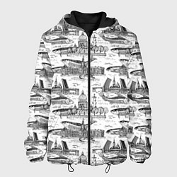Куртка с капюшоном мужская Питер и корюшка, цвет: 3D-черный