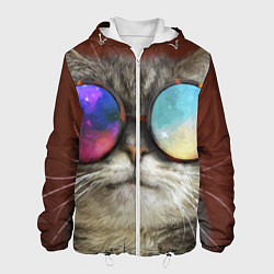 Мужская куртка A Cat with multicolored glasses