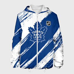 Куртка с капюшоном мужская Торонто Мейпл Лифс - брызги синей краски, цвет: 3D-белый