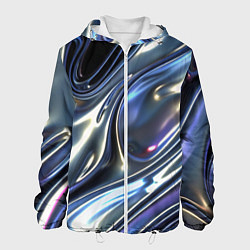 Куртка с капюшоном мужская Серебро жидкий металл, цвет: 3D-белый