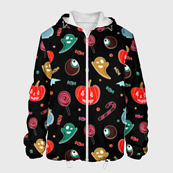 Куртка с капюшоном мужская Halloween red pumpkin, цвет: 3D-белый