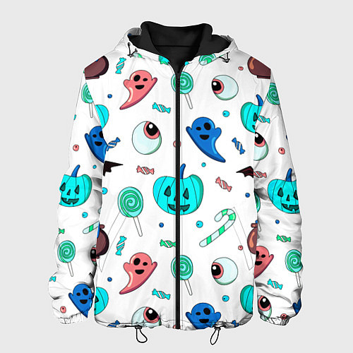 Мужская куртка Halloween light blue pumpkin / 3D-Черный – фото 1