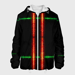 Куртка с капюшоном мужская Color black green red lines, цвет: 3D-белый