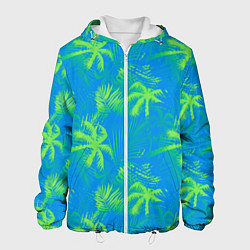 Куртка с капюшоном мужская Palm light green light blue, цвет: 3D-белый