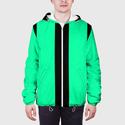Куртка с капюшоном мужская Color turquoise black line, цвет: 3D-белый — фото 2