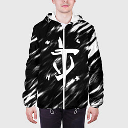 Куртка с капюшоном мужская Doom штрихи красок, цвет: 3D-белый — фото 2