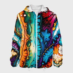 Куртка с капюшоном мужская Разноцветный узор, цвет: 3D-белый
