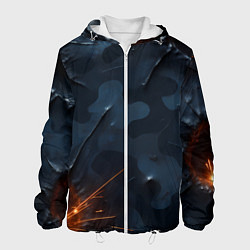 Куртка с капюшоном мужская Камуфляжная текстура с дырами, цвет: 3D-белый