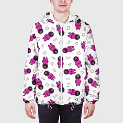 Куртка с капюшоном мужская Персонажи корейского сериала игра в кальмара, цвет: 3D-белый — фото 2