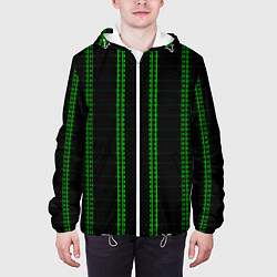 Куртка с капюшоном мужская Color black cage green stripes, цвет: 3D-белый — фото 2