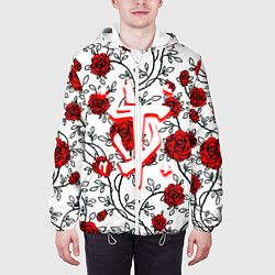 Куртка с капюшоном мужская Doom розы, цвет: 3D-белый — фото 2