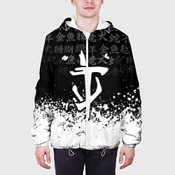 Куртка с капюшоном мужская Doom японские символы краски, цвет: 3D-белый — фото 2