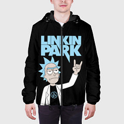 Куртка с капюшоном мужская Linkin Park и Рик Санчес из Рик и Морти, цвет: 3D-черный — фото 2