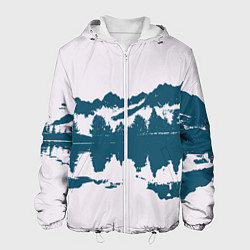 Куртка с капюшоном мужская Лес и озеро, цвет: 3D-белый