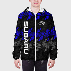 Куртка с капюшоном мужская Субару - blue, цвет: 3D-белый — фото 2