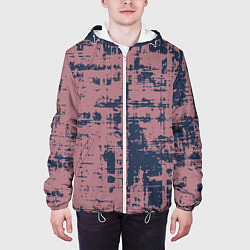 Куртка с капюшоном мужская Текстура с потертостями сине-розовая, цвет: 3D-белый — фото 2