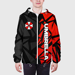Куртка с капюшоном мужская Umbrella corp - красные фрагменты, цвет: 3D-белый — фото 2