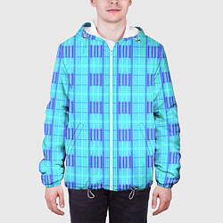 Куртка с капюшоном мужская Color neon light blue purple stripes, цвет: 3D-белый — фото 2