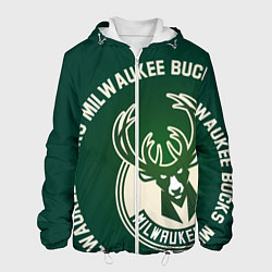 Куртка с капюшоном мужская Milwaukee Bucks надпись, цвет: 3D-белый