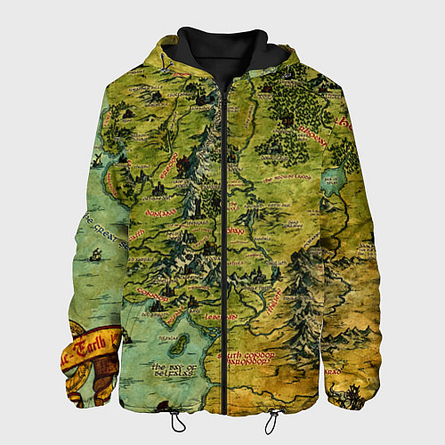 Мужская куртка Властелин колец карта цветная / 3D-Черный – фото 1