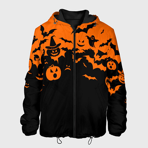 Мужская куртка Хэллоуин тыквы и призраки / 3D-Черный – фото 1
