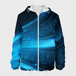 Куртка с капюшоном мужская Абстракция волнистых линий, цвет: 3D-белый