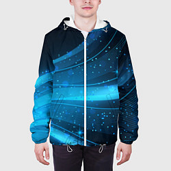 Куртка с капюшоном мужская Абстракция волнистых линий, цвет: 3D-белый — фото 2